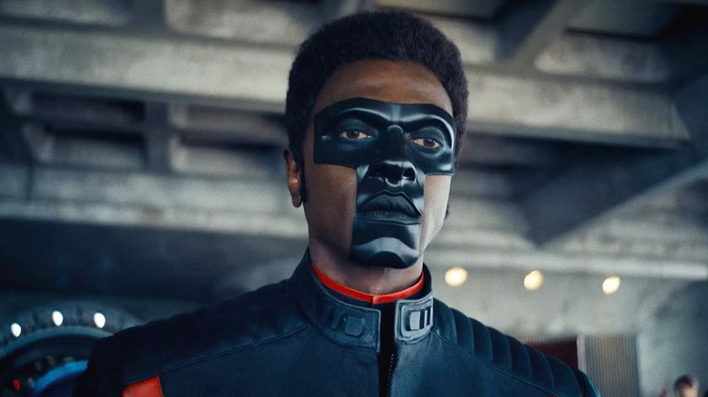 Mr. Terrific looking serious in Superman (2025)