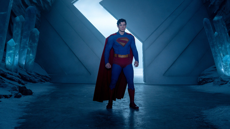 Superman stands in the Fortress of Solitude in Superman (2025)