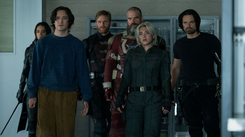 The Thunderbolts (and Bob) standing together in Thunderbolts