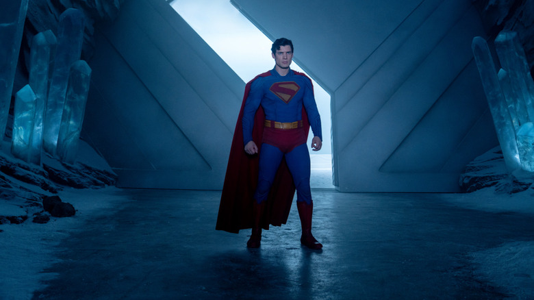 Superman stands at the entrance to the isolation fortress in Superman