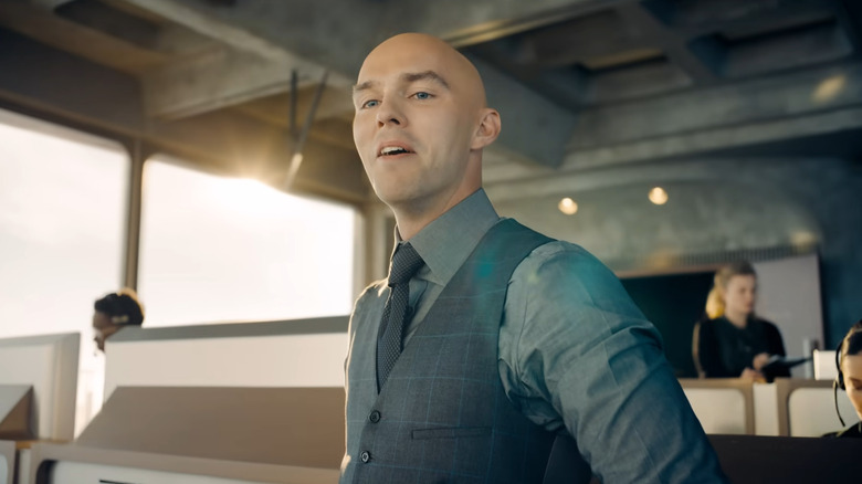 Lex Luthor sneering at something off screen in Superman