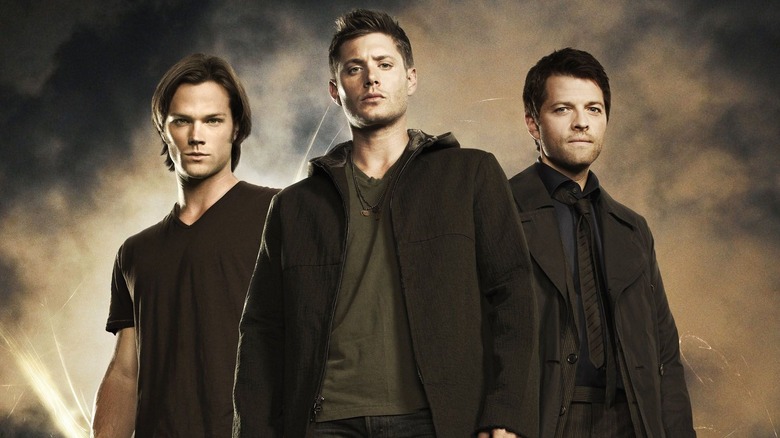 Jared Padalecki, Jensen Ackles and Misha Collins in Supernatural Season 4 poster