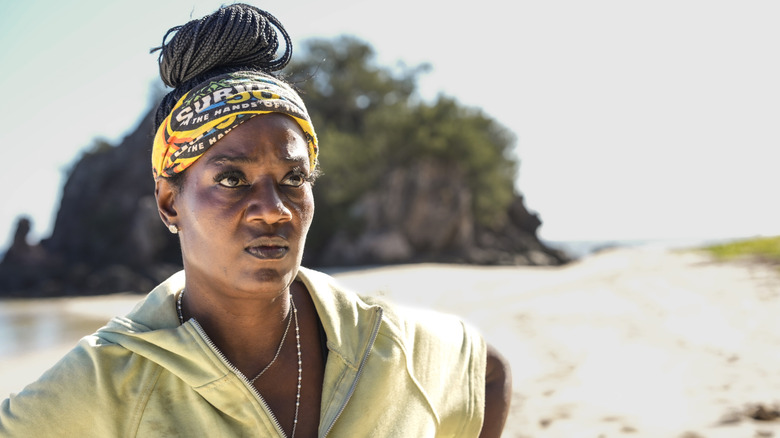 Cirie with her brow furrowed on Survivor 50