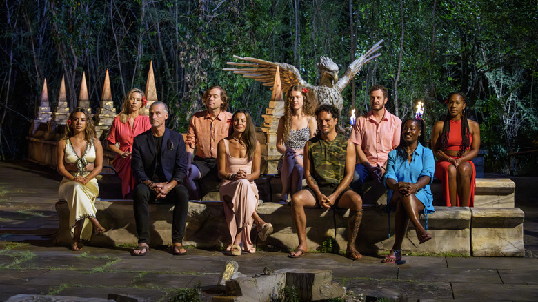 Dee Chrissy Coach Christian Steph Emily Ozzy Devens Cirie and Tiff on the Survivor 50 jury