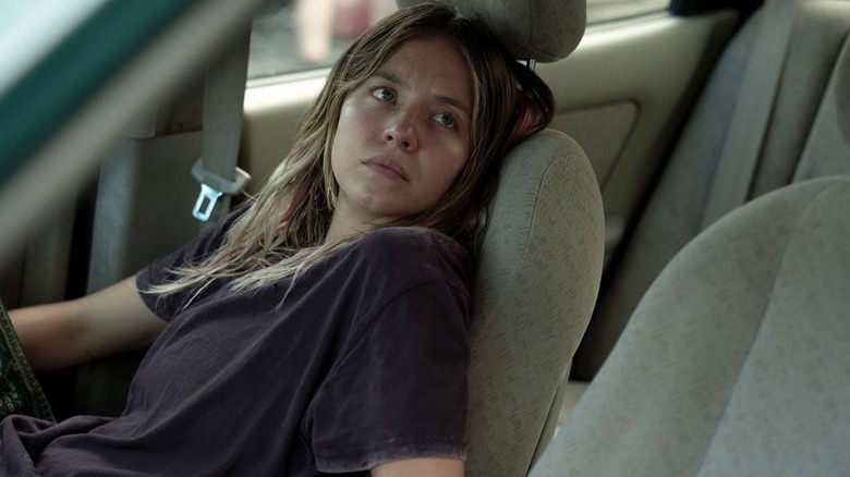 Claire reclined in a car in Echo Valley