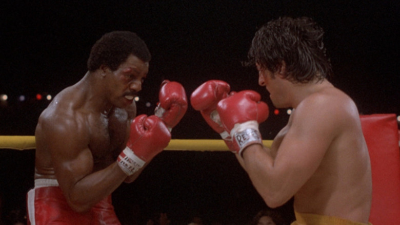 Sylvester Stallone and Carl Weathers in Rocky II