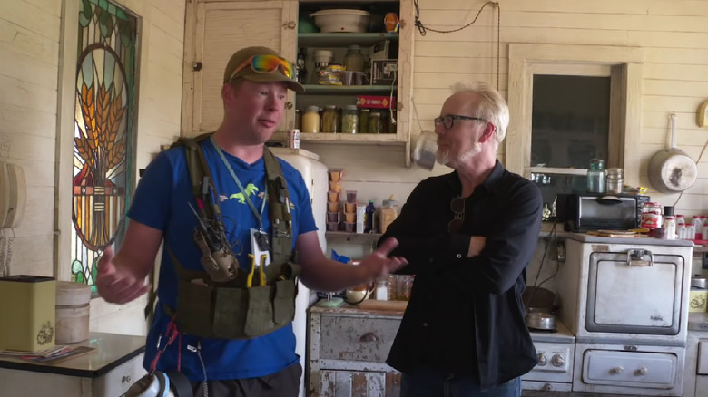 Alex Smith and Adam Savage on the set of Ghostbusters: Afterlife