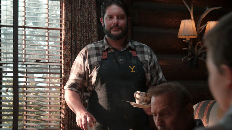 Gabriel Guilbeau's Chef Gator stands in the dining room of the Yellowstone Dutton ranch house in Yellowstone