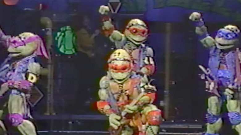 The TMNT rocking out on stage