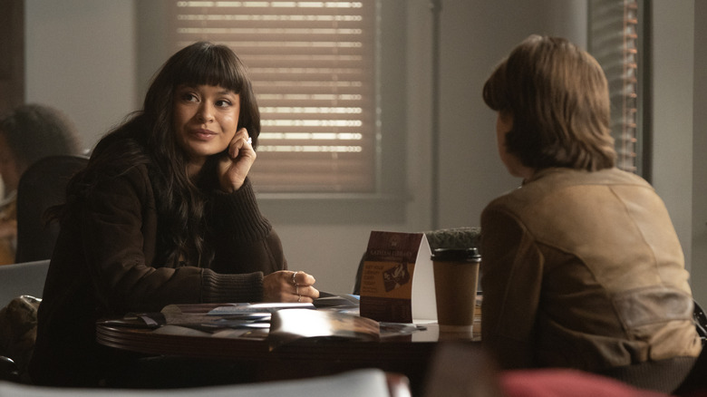 Pippa looking to the side talking to Bree in Tell Me Lies