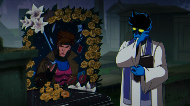 Nightcrawler eulogizing at Gambit's funeral in X-Men '97