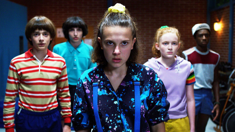 Eleven and her friends in Stranger Things season 3