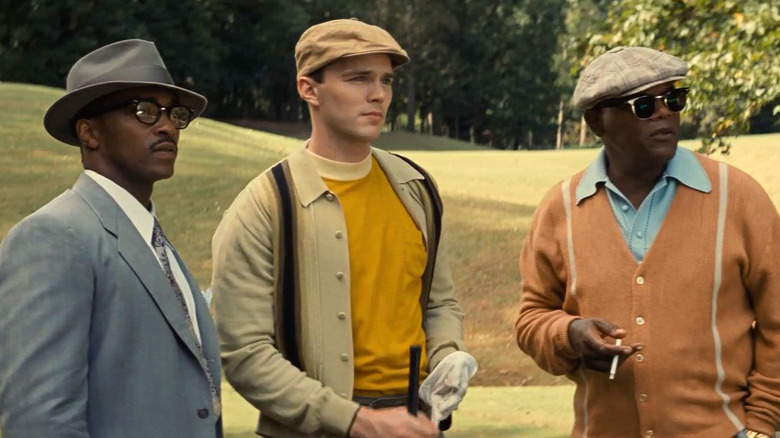 Anthony Mackie Nicholas Hoult Samuel L. Jackson in The Banker