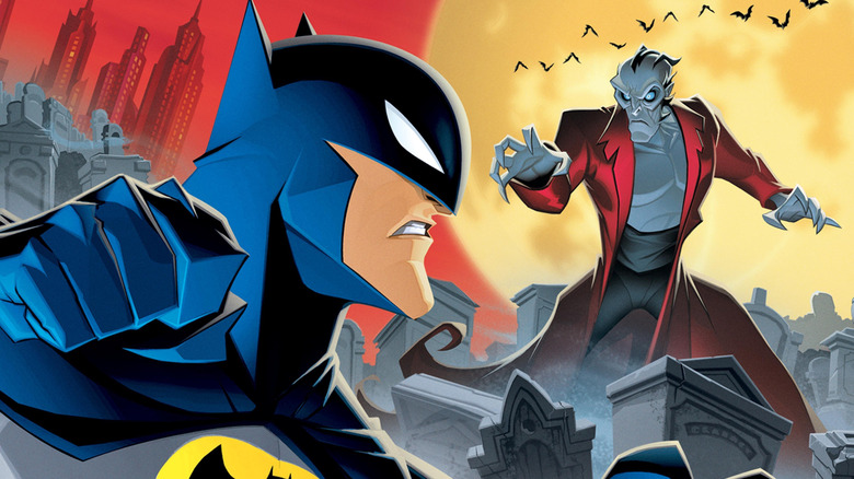 Batman facing off against Dracula in the Batman vs. Dracula poster
