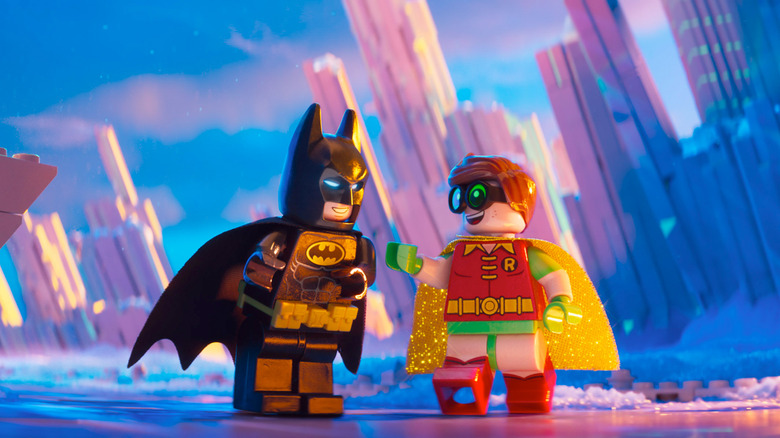 Batman and Robin near the Fortress of Solitude in The Lego Batman Movie