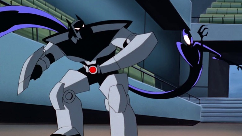 Batman Beyond Inque attacks the armored Batsuit