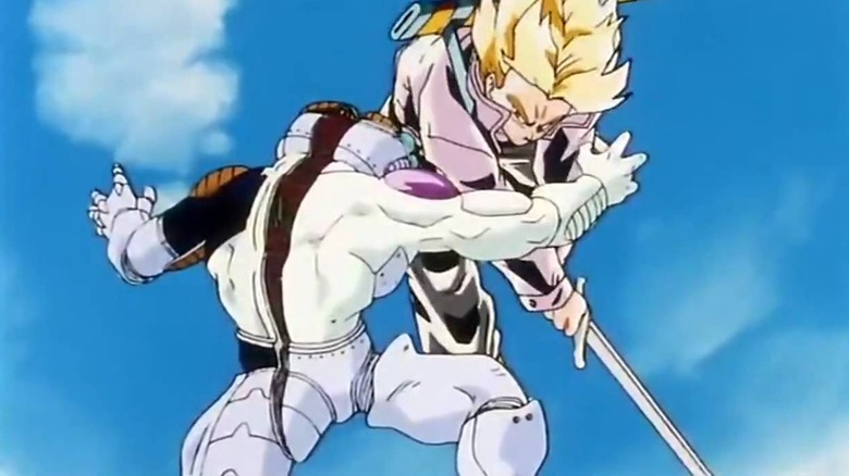 Trunks cuts Frieza in half with his sword in Dragon Ball Z