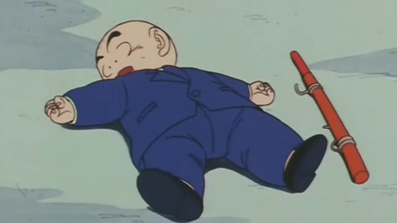 Krillin lies dead on the floor in Dragon Ball