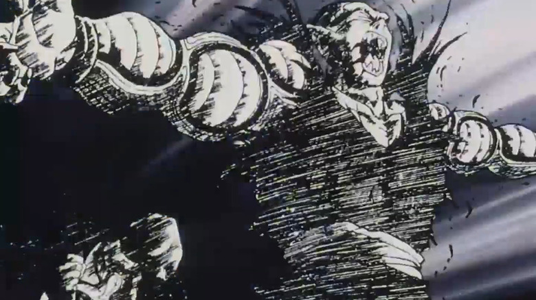 Piccolo screams in pain as he gets a blast of energy in Dragon Ball Z