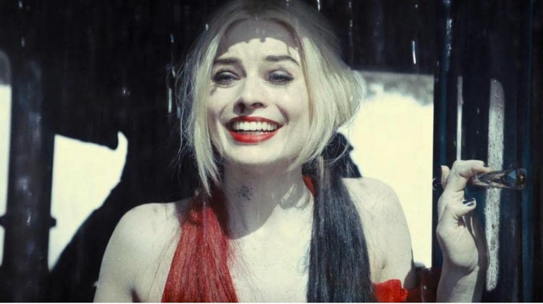 Margot Robbie as Harley Quinn in the rain