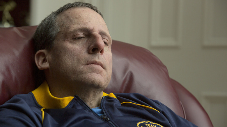 Foxcatcher's Steve Carell falling asleep on recliner
