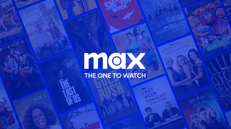 The Max logo in front of a collage of posters for the service's titles