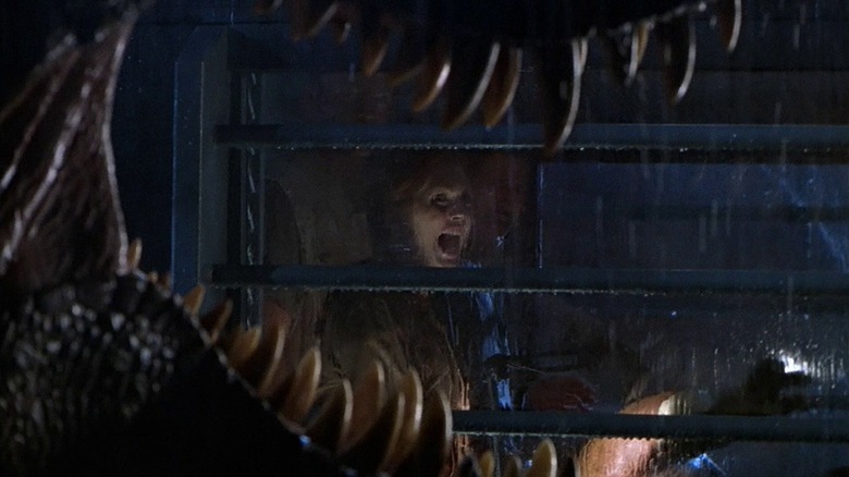 The Lost World Jurassic Park t-rex outside trailer roaring
