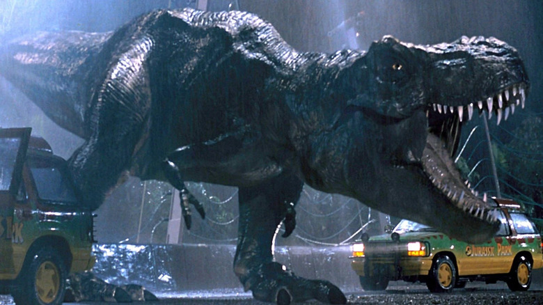 Jurassic Park t-rex escapes