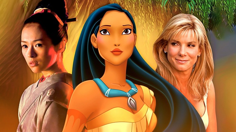 Sandra Bullock in The Blind Side, Pocahontas in Disney's Pocahontas, and Zhang Ziyi in Memoirs of a Geisha.