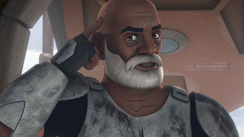 Rex points to a scar