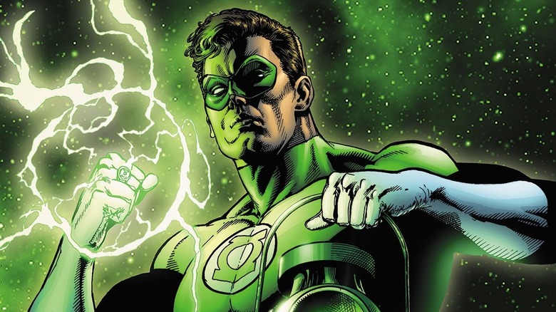 Hal Jordan charges his Green Lantern Power Ring in a Power Battery on the cover of Green Lantern: Rebirth Deluxe Edition