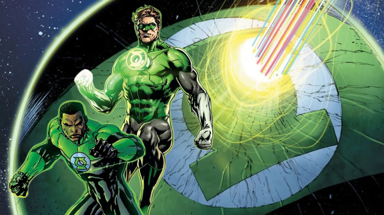 John Stewart, Hal Jordan, and Mogo as Green Lanterns from DC Comics