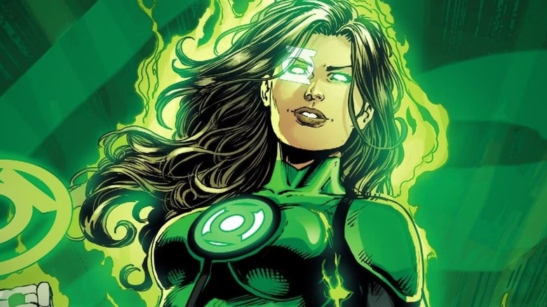 Jessica Cruz grins while powered up by her Green Lantern Power Ring in Justice League (vol. 1) #50