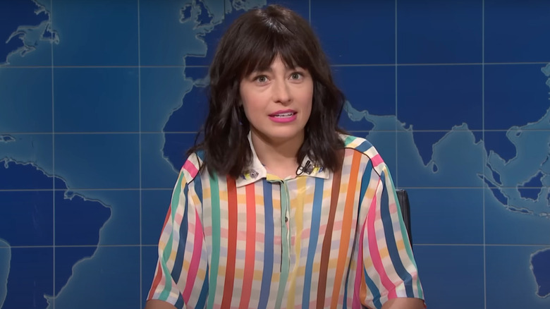 Melissa Villaseñor as herself at the Weekend Update desk on SNL