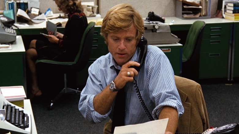 Bob Woodward on the phone in All the President's Men