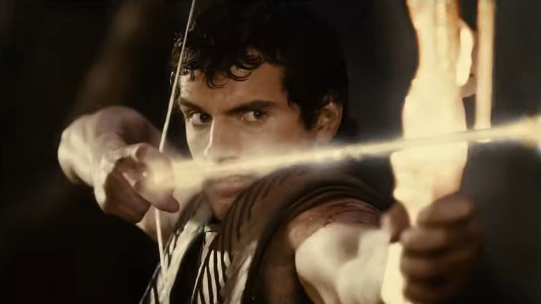 Henry Cavill as Theseus shooting magical bow in Immortals.