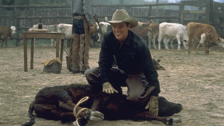 Matt Damon as John roping cattle in All the Pretty Horses
