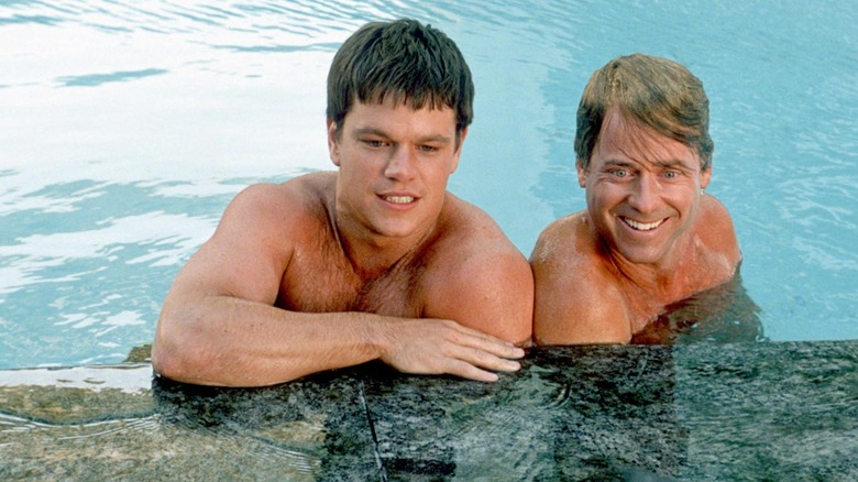 Bob (Matt Damon) and Walt (Greg Kinnear) swim together in Stuck on You