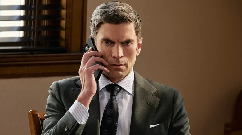 Wes Bentley as Jamie Dutton speaks on a cellphone in Yellowstone