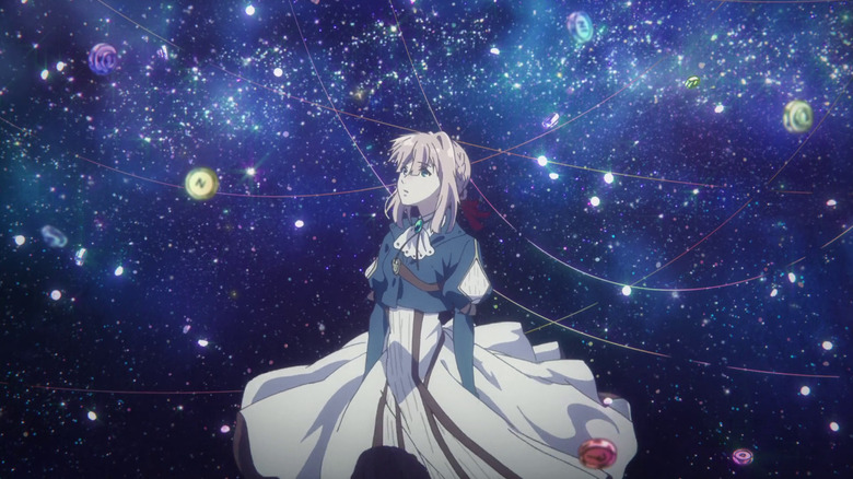 Violet Evergarden stares up at a star map in Violet Evergarden