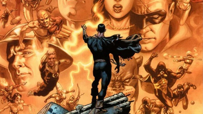 Black Adam standing on hill