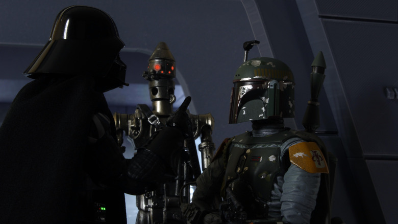 Darth Vader with bounty hunters