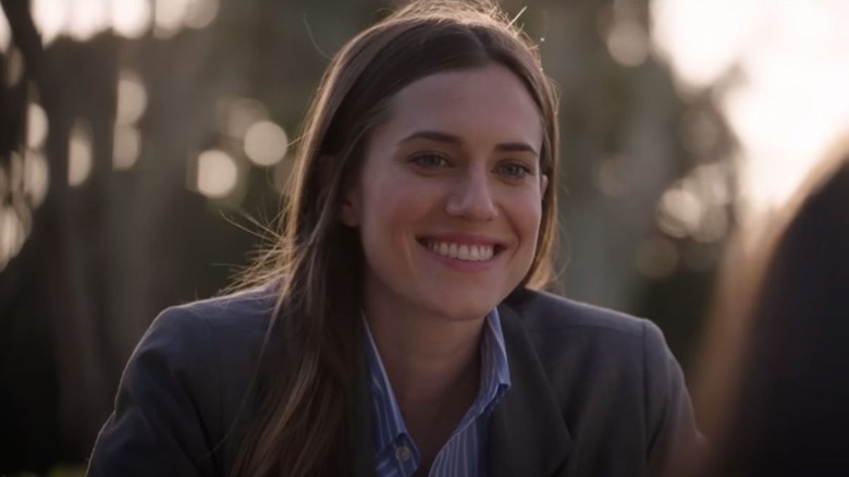 Allison Williams as Gemma smiling in M3GAN