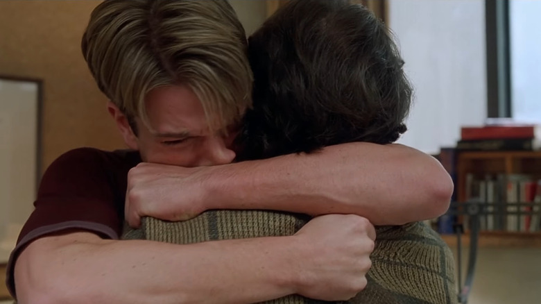 Matt Damon as Will hugging Robin Williams as Sean in Good Will Hunting