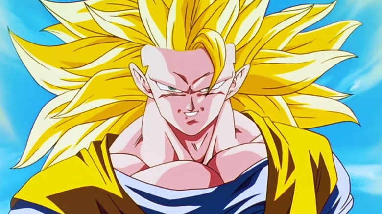 Super Saiyan 3 Goku smiles in Dragon Ball Z