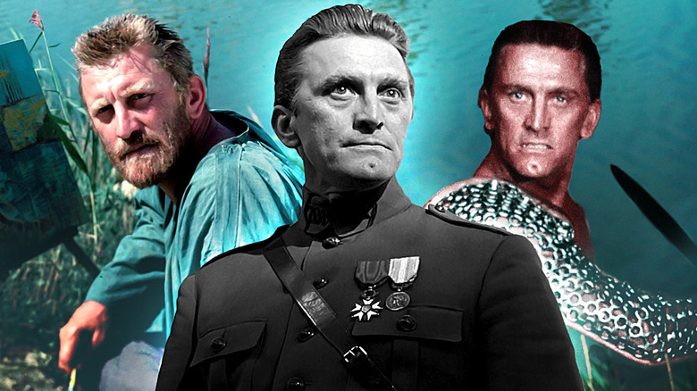 Kirk Douglas as Vincent van Gogh in Lust for Life, Colonel Dax in Paths of Glory, and Spartacus in Spartacus