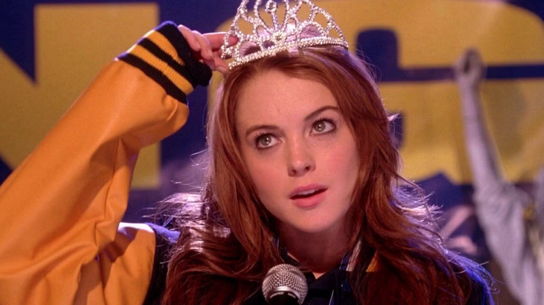 Lindsay Lohan as Cady being crowned Homecoming Queen in Mean Girls