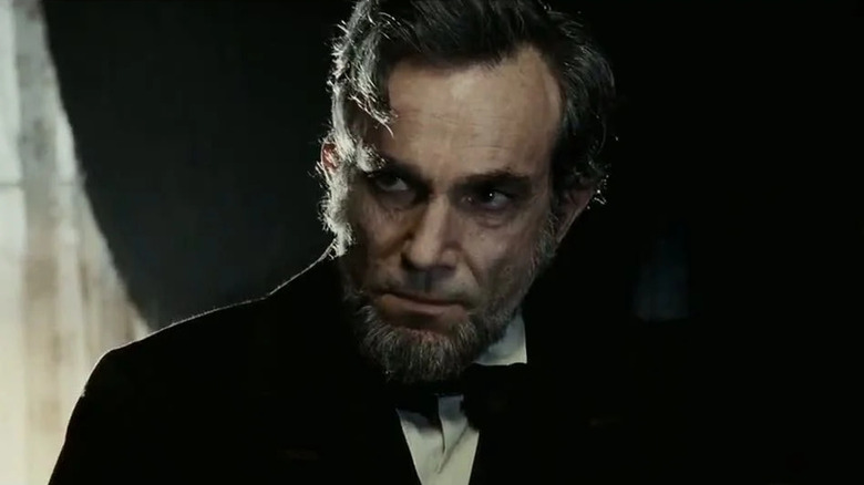 President Abraham Lincoln (Daniel Day-Lewis) looks sternly in Lincoln