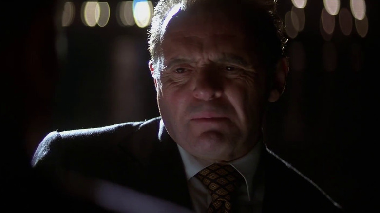 President Richard Nixon (Anthony Hopkins) grimaces in Nixon