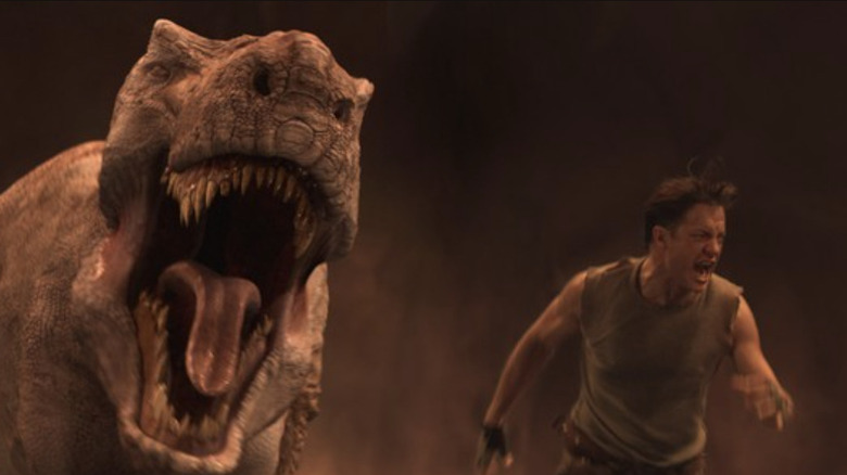 Prof. Anderson (Brendan Fraser) runs from T-rex in Journey To The Center of the Earth